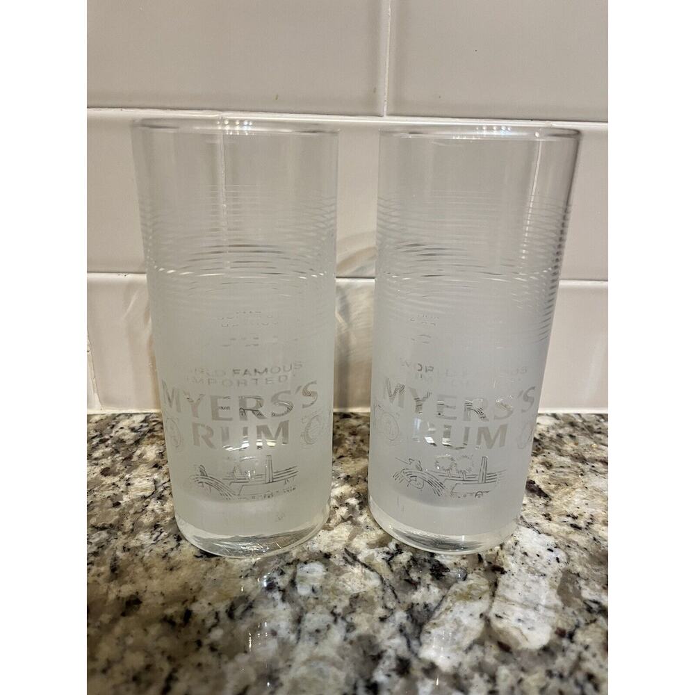 Set Of 2 Myers Rum Drinking Highball Cocktail Glasses
